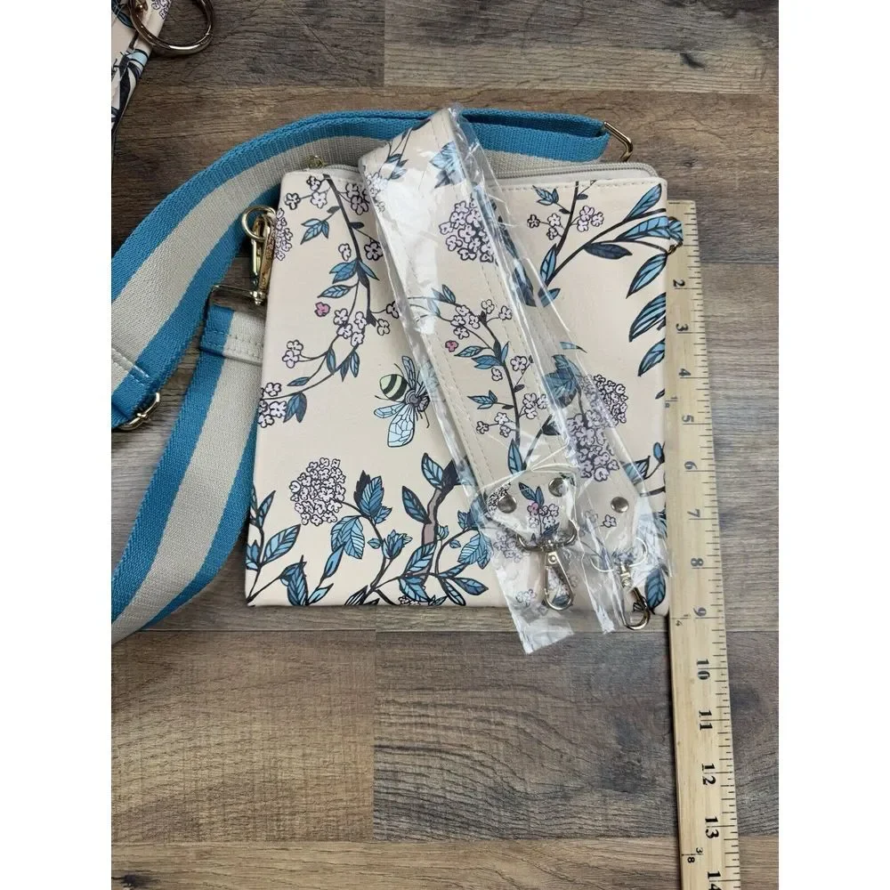 AHDORNED Double-Entry U-Shaped Messenger Straps &‎ Pouch Bee Floral